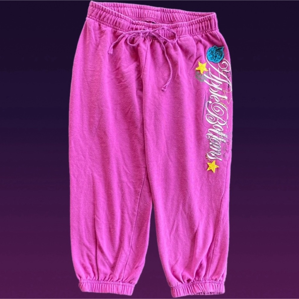 Apple Bottoms Pink Drawstring Sweatpants with Embroidered Logo